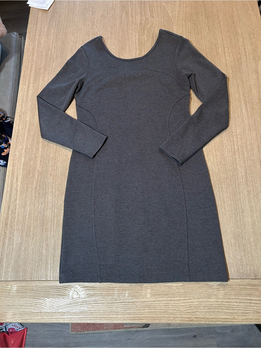 Athleta Illusion Long Sleeve Bodycon Dress - Charcoal Heather Grey - Women's M